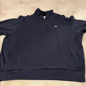 Lacoste ribbed knit pullover 1/4 zip pullover - 4XL
